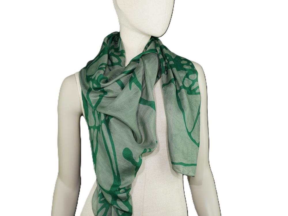 AHMADDY Seiden-Schal hellgrün dunkelgrün